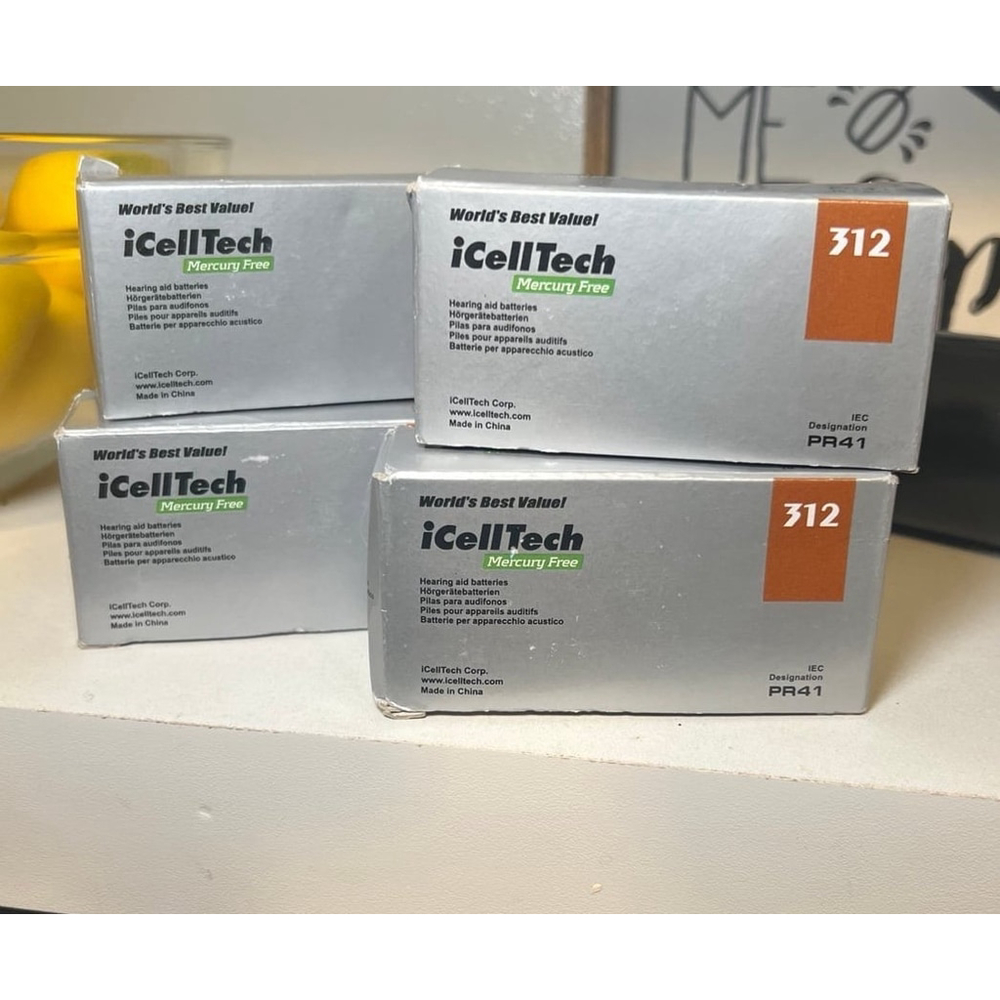 iCellTech Mercury Free Hearing Aid Batteries Size 312 4 Boxes